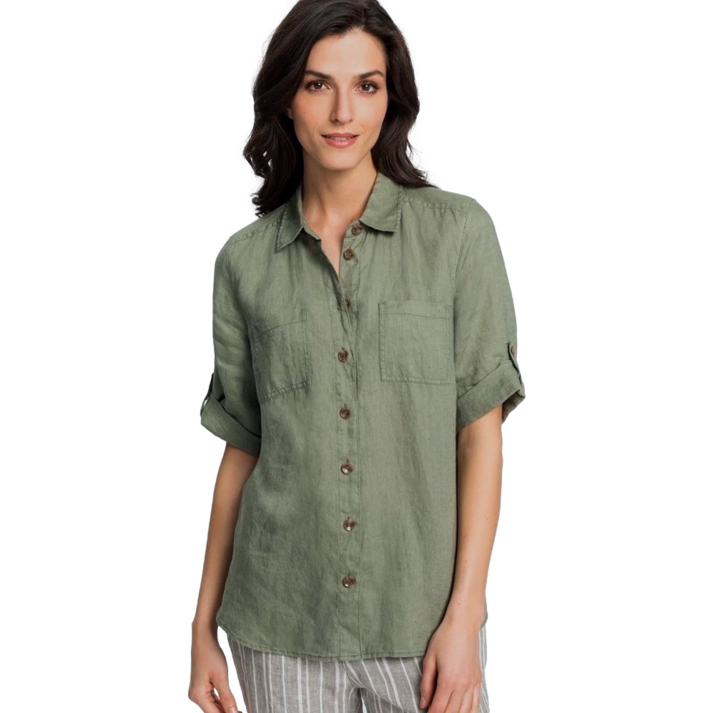 Olsen khaki green linen shirt